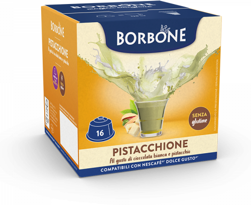 Caffè Borbone Cioccolata Bianca E Pistacchio  Pistacchione - 16 Capsule Compatibili Dolce Gusto Da 18g