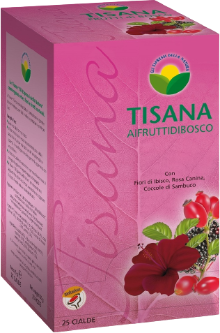 Caffè Molinari Infuso Molinari Ai Frutti - Fiori Di Ibisco, Rosa Canina, Coccole Di Sambuco - Box 25 Cialde Ese44 Da 2.6g