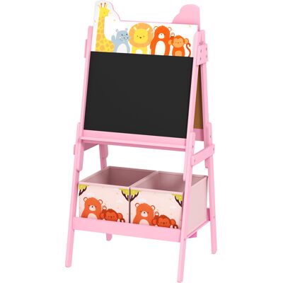 Aiyaplay Cavalletto Artistico per Bambini 3-8 Anni con Lavagna a 2 Lati e 2 Cestini Contenitori, in Legno, 53.5x49x113 cm, Rosa Aiyaplay Cavalletto Artistico per Bambini 3-8 Anni con Lavagna a 2 Lati e 2 Cestini Contenitori, in Legno, 53.5x49x113 cm, Rosa