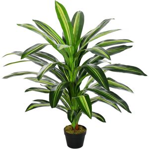 Outsunny Pianta Tropicale Decorativa Dracena Finta in Plastica con Vaso per Interno ed Esterno, Ф18 x 110cm