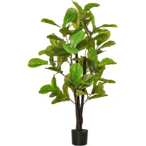 Homcom Ficus Artificiale 130cm per Interni ed Esterni, Pianta Artificiale Realistica con 78 Foglie