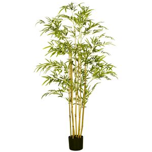 Homcom Bambù in Vaso Artificiale Alto 150cm, Pianta Finta Decorativa per Interno ed Esterno, Verde