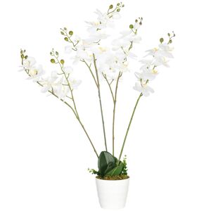 Homcom Orchidea Finta in Vaso Alta 75cm per Interno ed Esterno, Bianco