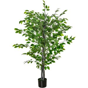 Homcom Pianta di Ficus Artificiale 135m in Vaso con 756 Foglie, Pianta Finta Realistica per Interno ed Esterno