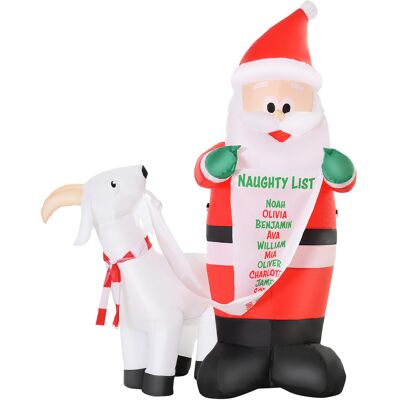 Homcom Babbo Natale Gonfiabile con Capretta e Luci LED Integrate per Esterno 135x85x180cm Aosom Homcom Babbo Natale Gonfiabile con Capretta e Luci LED Integrate per Esterno 135x85x180cm Aosom