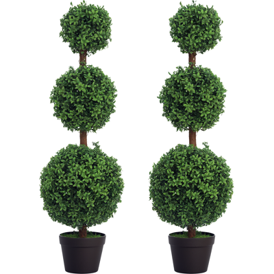 Homcom Set di 2 alberi artificiali 101,6 cm 3 boules di bosso topiario pianta finta verde PE con vaso interno ed esterno Aosom Italy Homcom Set di 2 alberi artificiali 101,6 cm 3 boules di bosso topiario pianta finta verde PE con vaso interno ed esterno Aosom Italy