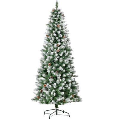 Homcom Albero di Natale Innevato da 180 cm con 630 Rami e 37 Pigne, in Plastica e Metallo, Verde e Bianco Homcom Albero di Natale Innevato da 180 cm con 630 Rami e 37 Pigne, in Plastica e Metallo, Verde e Bianco