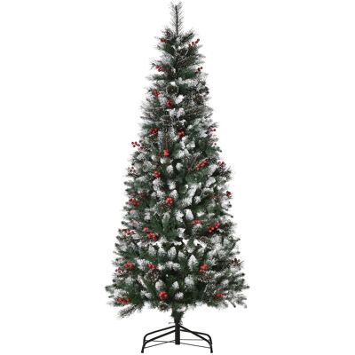 Homcom Albero di Natale Innevato con Bacche Rosse da Interni, Base Rimovibile e Pieghevole, 539 Rami, Φ60x180cm, Verde Aosom Homcom Albero di Natale Innevato con Bacche Rosse da Interni, Base Rimovibile e Pieghevole, 539 Rami, Φ60x180cm, Verde Aosom