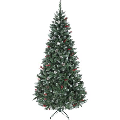 Homcom Albero di Natale Alto 210 cm da Interno con 928 Rami, Pigne e Bacche Rosse, Base in Metallo, Verde Aosom Italy Homcom Albero di Natale Alto 210 cm da Interno con 928 Rami, Pigne e Bacche Rosse, Base in Metallo, Verde Aosom Italy