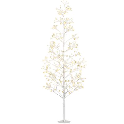 Homcom Albero di Natale Artificiale con 384 Luci LED Bianche e Rami Pieghevoli, in PP e Acciaio, Ø20x180 cm, Bianco Homcom Albero di Natale Artificiale con 384 Luci LED Bianche e Rami Pieghevoli, in PP e Acciaio, Ø20x180 cm, Bianco