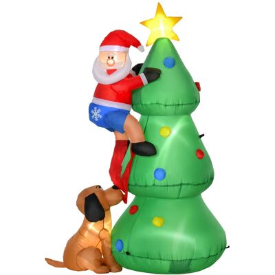 Homcom Albero di Natale Gonfiabile 180cm con Babbo Natale, Cagnolino e Luci LED, Decorazione Natalizia da Esterno Aosom Homcom Albero di Natale Gonfiabile 180cm con Babbo Natale, Cagnolino e Luci LED, Decorazione Natalizia da Esterno Aosom