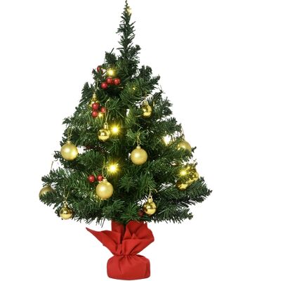 Homcom Albero di Natale Mini con 15 Led Bianchi Caldi e Decorazioni Verde 60cm Aosom Homcom Albero di Natale Mini con 15 Led Bianchi Caldi e Decorazioni Verde 60cm Aosom