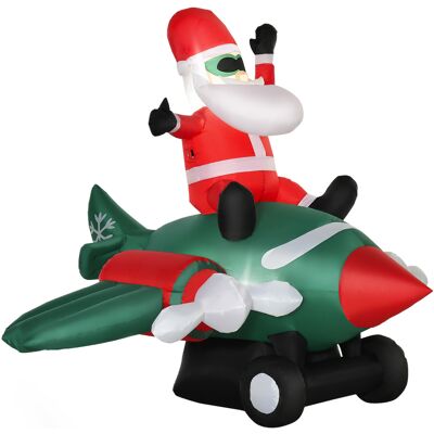 Homcom Babbo Natale Gonfiabile su Aereo 160cm con Luci LED Integrate, Decorazione Natalizia da Esterno Aosom Homcom Babbo Natale Gonfiabile su Aereo 160cm con Luci LED Integrate, Decorazione Natalizia da Esterno Aosom
