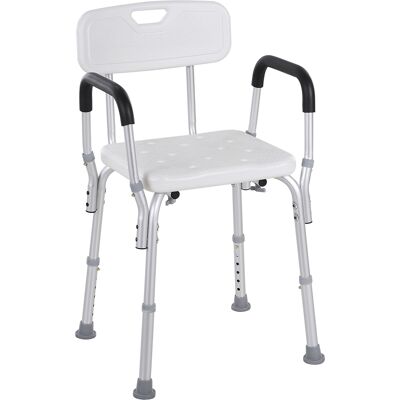 Homcom Sedia per Doccia in Alluminio con Altezza Regolabile e Piedini Antiscivolo, 51.5x51.5x71-84cm, Bianco Homcom Sedia per Doccia in Alluminio con Altezza Regolabile e Piedini Antiscivolo, 51.5x51.5x71-84cm, Bianco