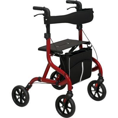 Homcom Deambulatore con Seduta e Schienale per Anziani Pieghevole, Altezza Regolabile, Borsa e Porta Bastone, Rosso Aosom Italy Homcom Deambulatore con Seduta e Schienale per Anziani Pieghevole, Altezza Regolabile, Borsa e Porta Bastone, Rosso Aosom Italy