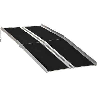 Homcom Rampa Pieghevole per Sedia a Rotelle in Alluminio con Rivestimento Antiscivolo e Bordi di Sicurezza, 183x73.5 cm, Nero Aosom Italy Homcom Rampa Pieghevole per Sedia a Rotelle in Alluminio con Rivestimento Antiscivolo e Bordi di Sicurezza, 183x73.5 cm, Nero Aosom Italy