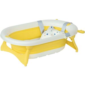 Homcom Vaschetta Bagnetto Pieghevole per Bambini 0-3 Anni con Indicatore di Temperatura e Cuscino, 81.5x50.5x23.5 cm, Bianco