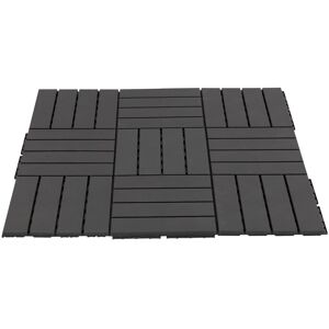 Outsunny Set 9 Mattonelle a Incastro per Terrazzo, Piastrelle (30x30x2cm) in PP Antiscivolo, Area: 0.81 mq, Nero