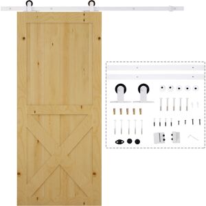 Homcom Kit per Porta Scorrevole con Binario 183cm, Rotelle e Minuteria Inclusa, Bianco