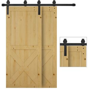 Homcom Kit Porta Scorrevole in Acciaio con Binario, Rulli, Fermi, Guide, Bulloni e Viti, 200x0.6x4 cm, Nero