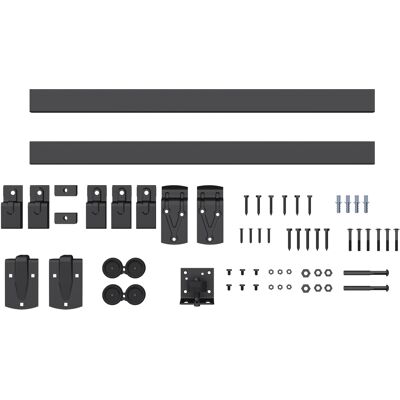 Homcom Set ferramenta per porte scorrevoli ad alta portata 183 cm Nero per porte singole Aosom Italy Homcom Set ferramenta per porte scorrevoli ad alta portata 183 cm Nero per porte singole Aosom Italy