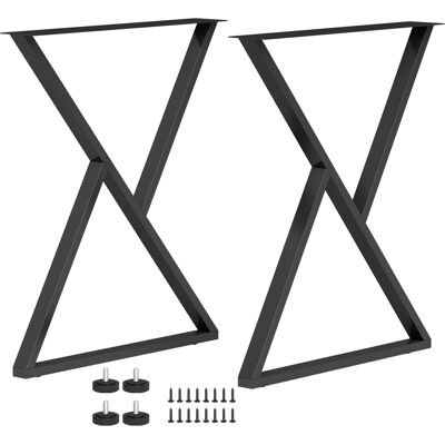 Homcom Set da 2 Gambe per Tavolo in Acciaio a Forma di X, per Mobili Industriali, con Piedini Regolabili e Viti, Nero Aosom Italy Homcom Set da 2 Gambe per Tavolo in Acciaio a Forma di X, per Mobili Industriali, con Piedini Regolabili e Viti, Nero Aosom Italy