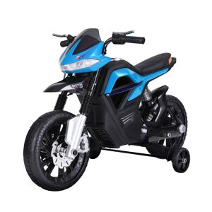Homcom Moto Elettrica per Bambini a 3 ruote con Fari e Fanali Posteriori, Batteria 6V,Velocità 3km/h,105Lx 52.3Px 62.3Acm,Blu  Aoosm Italy