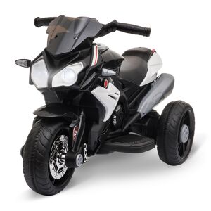 Homcom Moto Elettrica per Bambini 3-6 Anni Max. 25kg con Luci, Musica, Batteria 6V e Velocità 3km/h, Nera