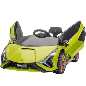 Homcom Macchina Elettrica Lamborghini per Bambini 12V con Telecomando,Fari e Musica,Velocità 3-8km/h, Età 3-5 Anni, 108x62x40cm, Verde