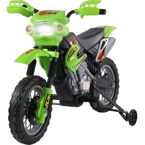 Homcom Moto Cross Elettrica con Rotelle Verde per Bambini 3 anni e più, Batteria 6V Velocità 2.5km/h, 102 x 53 x 66cm