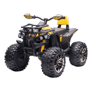 Homcom Quad per Bambini Elettrico 12V con Fari Funzionanti e Pedale, Batteria Ricaricabile, Età 3-5 Anni, 100x65x73cm, Giallo