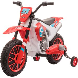 Homcom Moto da Cross Elettrica per Bambini da 3-5 Anni, Batteria 12V Ricaricabile e Rotelline Rimovibili, 106.5x51.5x68cm, Rosso