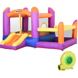 Outsunny Castello Gonfiabile Gioco per Bambini con Scivolo e Piscina per Giardino, Multicolor, 280x 250x170cm