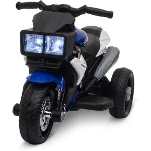 Homcom Moto Elettrica per Bambini 3-5 Anni (max. 25kg) con 3 Ruote, Luci e Suoni, Batteria 6V, Blu e Nero, 86x42x52cm