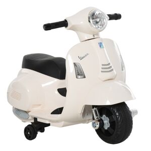 Homcom Moto Elettrica per Bambini con Licenza Ufficiale Vespa Batteria 6V, Fari e Clacson, per Bimbi da 18-36 mesi, Bianco, 66.5x38x52cm