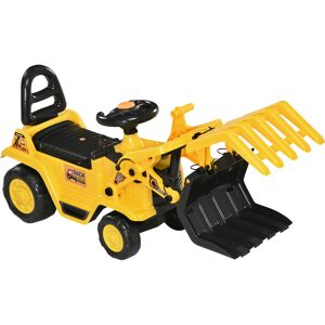 Homcom Escavatore per Bambini 3-4 Anni con Pinza, Pulsante per Suoni e Spazio Portaoggetti Nascosto, in PP e ABS, 83x27x39 cm, Giallo e Nero