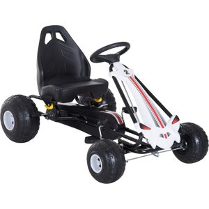 Homcom Go-Kart a Pedali per bambini con Freno Sicuro Ruote Gonfiabili Sedile Ergonomico Trattori bimbi, Bianco e Nero Aosom.it