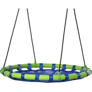 Outsunny Altalena per Bambini da 3-8 Anni da Giardino Ø100cm e Corde Regolabili, Blu