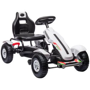 Homcom Go Kart a Pedali per Bambini 3+ Anni in Plastica e Metallo con Sedile Regolabile e Freno a Mano, 121x58x61 cm