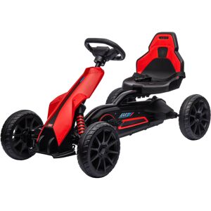 Homcom Go Kart a Pedali per Bambini 3-8 Anni con Sedile Regolabile e Ruote in EVA, 100x58x58.5 cm, Rosso Nero