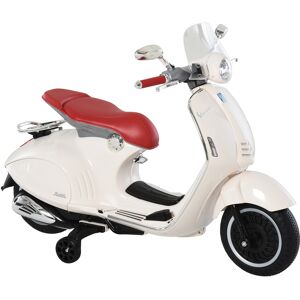 Homcom Moto Elettrica per Bambini con Licenza Ufficiale Vespa, 2 Rotelle, Luci e Suoni, 108x49x75 cm, Bianca