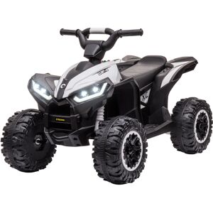 Homcom Quad per Bambini 3-5 Anni Elettrico 12V, 2 Velocità, Ruote Larghe con Sospensioni e Fari LED, Bianco