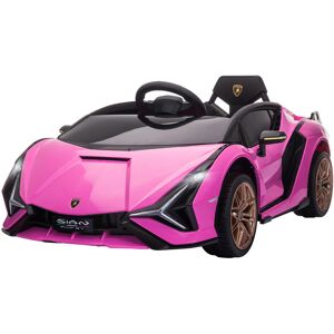 Homcom Macchina Elettrica per Bambini 3-5 Anni Lamborghini 12V con Telecomando e Velocità 3-8km/h, Rosa