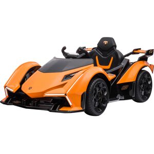 Homcom Macchina Elettrica per Bambini Lamborghini con Telecomando, Fari LED e Musica, Età 3+ Anni, Arancione