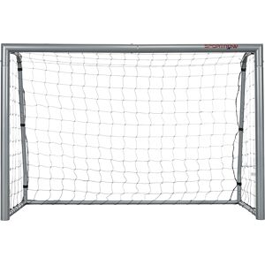 Sportnow Porta da Calcio Grigia 180x120x60 cm con Viti e Picchetti inclusi, in PE e Metallo