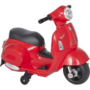 Homcom Moto Elettrica per Bambini con Licenza Ufficiale Vespa Batteria 6V, Fari e Clacson, per Bimbi da 18-36 mesi, Rosso, 66.5x38x52cm