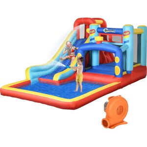 Outsunny Castello Gonfiabile per Bambini 3-8 Anni con Trampolino, Scivolo e Piscina, 435x245x200cm