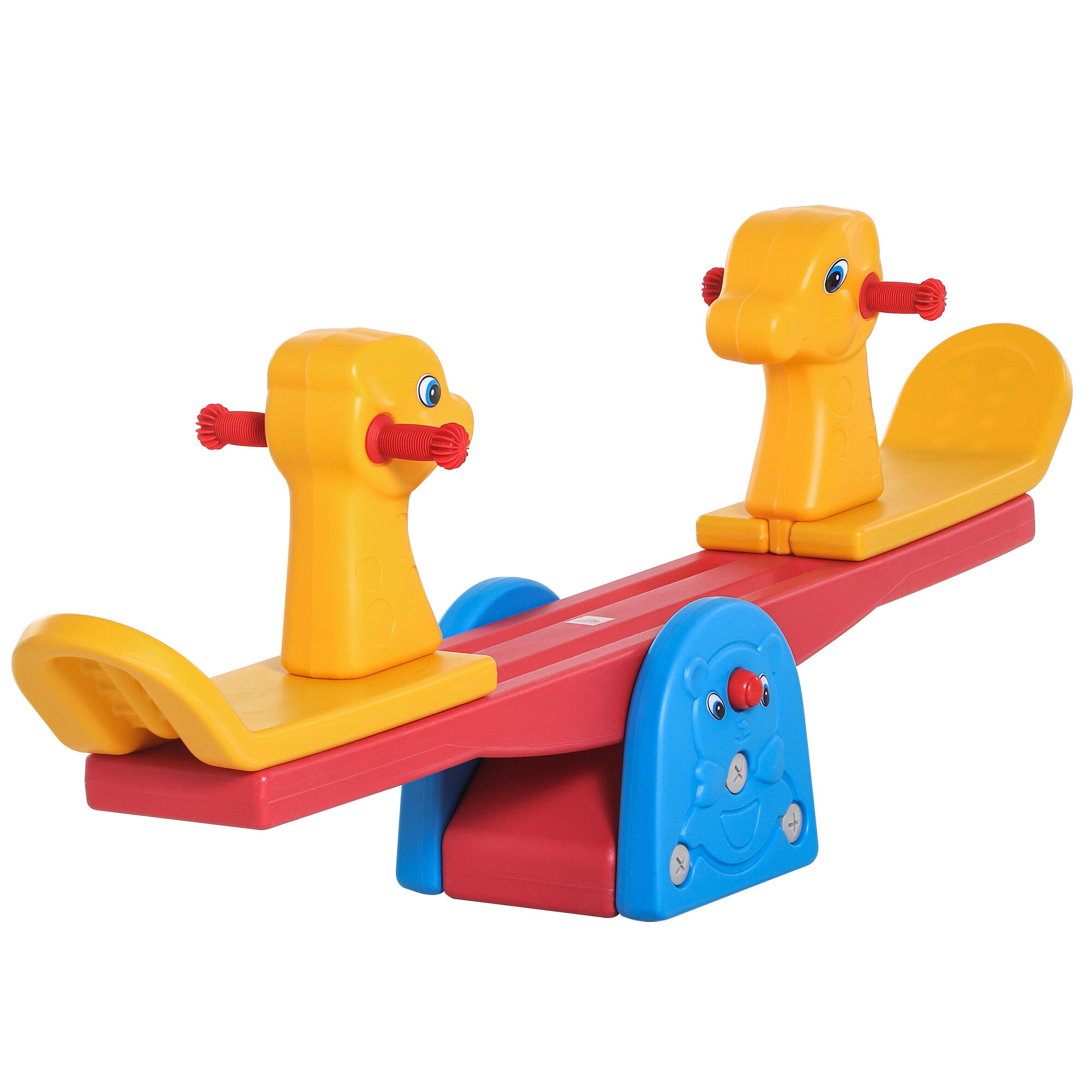 Homcom Altalena a Bilico con Maniglie Antiscivolo per Bambini Età 1-4 Anni, Plastica HDPE Atossica, 150x32x60cm, Multicolore