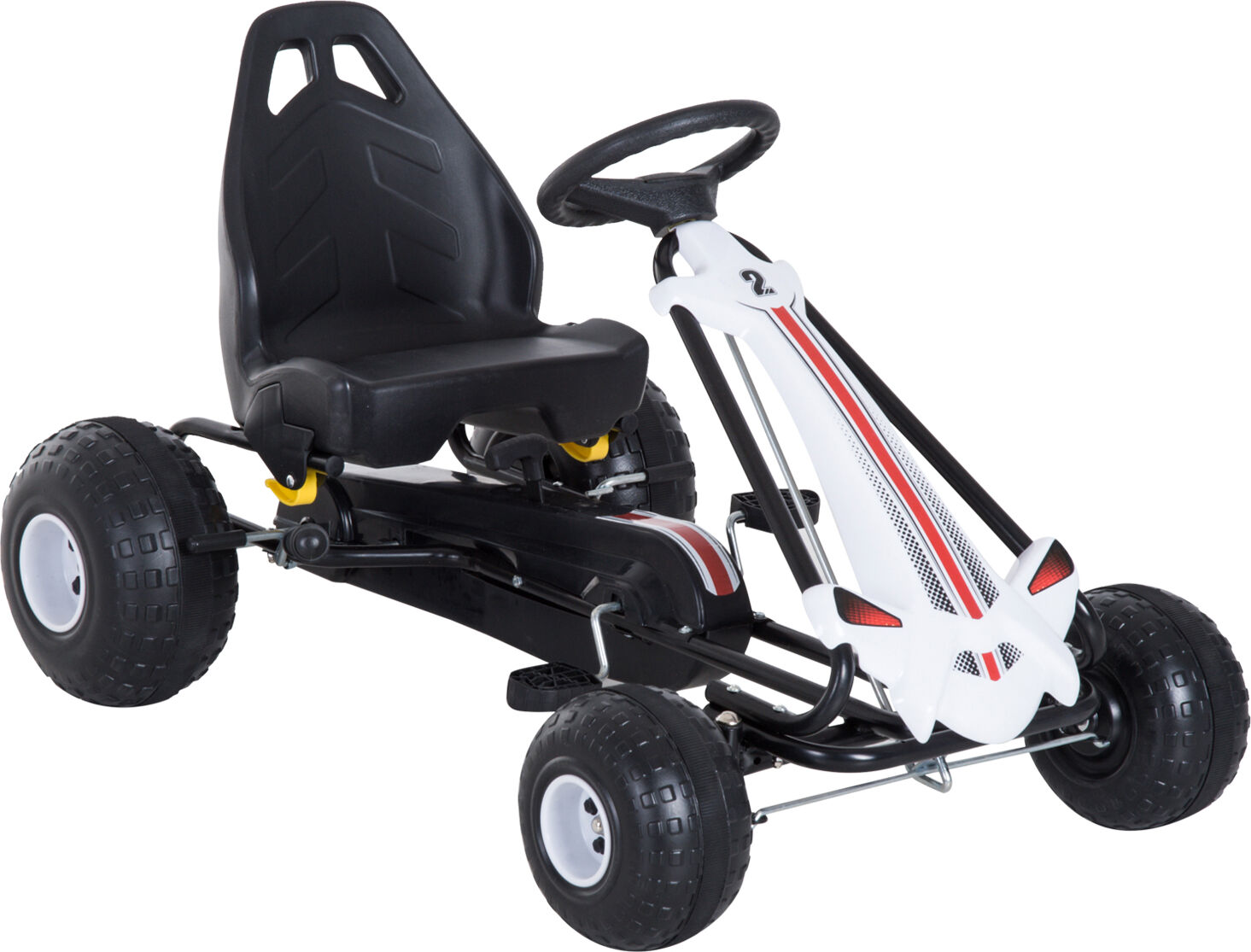 Homcom Go-Kart a Pedali per bambini con Freno Sicuro Ruote Gonfiabili Sedile Ergonomico Trattori bimbi, Bianco e Nero Aosom.it