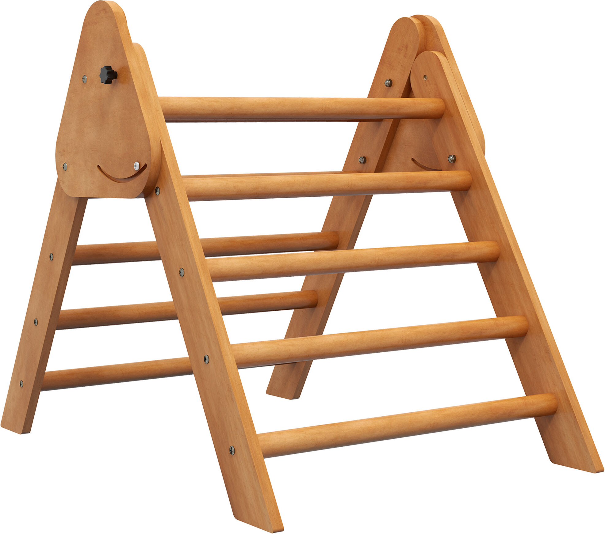 Homcom Triangolo di Pikler Pieghevole per Bambini 3+ Anni in Legno di Faggio, 90x64x70 cm, Marrone chiaro